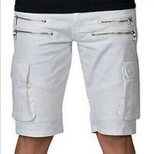 Men’s Decibel White Moto Cargo Shorts